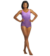 Sporti Conservative Printed Ombre Girl Leg One Piece Swimsuit