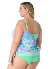 Beach House Women's Plus Size Estate Mosaic Pique Sarah Blouson Tankini Top