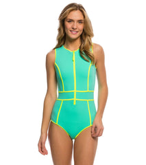 Body Glove Breathe Forecast Reminisce Front Zip One Piece Swimsuit