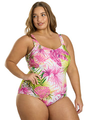 Sporti Plus Size Palm Royale Moderate Printed Sweetheart One Piece Swimsuit