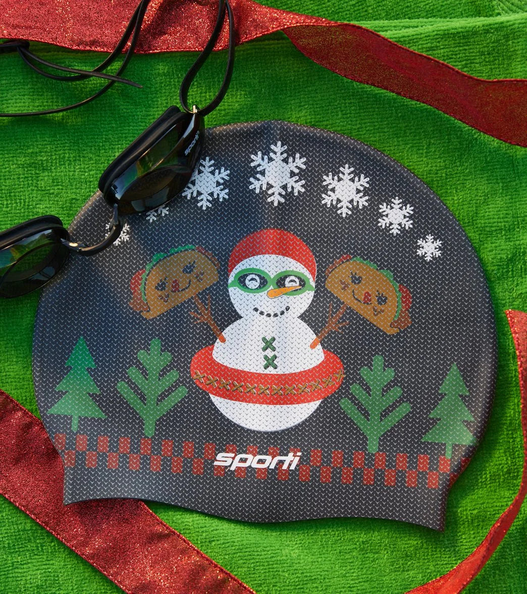 Sporti Limited Edition Granny Sweater Snowman Silicone Swim Cap