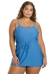 Sporti Plus Size Starlet Solid Tummy Control Swim Dress