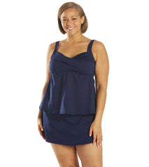 TYR  Women's Plus Size Solid Twisted Bra Controlfit Tankini Top Swimsuit