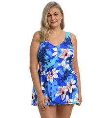 Maxine Women's Plus Size Aloha Orchid Empire Swim Dress