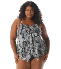 Beach House Women's Plus Size Bay Dreaming Kerry Mesh Layer Tankini Top