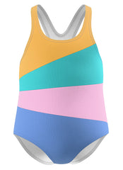 Speedo Girls' Radiating Splice One Piece Swimsuit (Baby, Toddler, Little Kid)