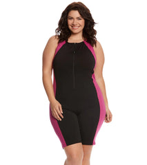 EQ Swimwear Plus Size Stride Zip Unitard Swimsuit