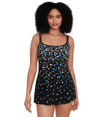 Longitude Women's Mucacha Floral Empire Princess Seam Long Torso Swim Dress