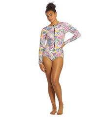 Sporti Active Tropical Palm One Piece L/S Zip Front