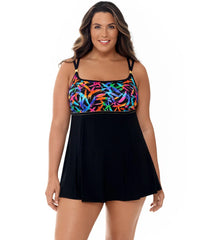 Longitude Plus Size Sparkler Empire Princess Swim Dress