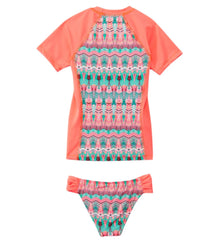 Hurley Girls' Phoenix Surf S/S Rashguard Set (7yrs-14yrs)