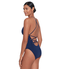 Lauren Ralph Lauren Beach Club Solids Strappy Plunge One Piece Swimsuit