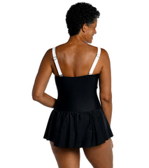 Maxine Women's Solid Bandeau Princess Seam Swim Dress