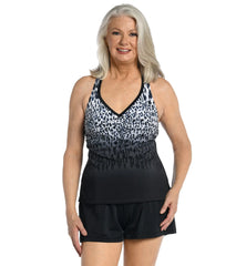 Maxine Women's Chlorine Resistant Ombre Animal Racerback Tankini Top