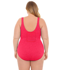 Krinkle By Penbrooke Plus Size Chlorine Resistant Mock Surplice One Piece Swimsuit