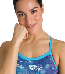 Arena Women's Blue Winter Challenge Back One Piece Swimsuit