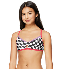 Speedo Women's Printed Keyhole Tie Back Bikini Top