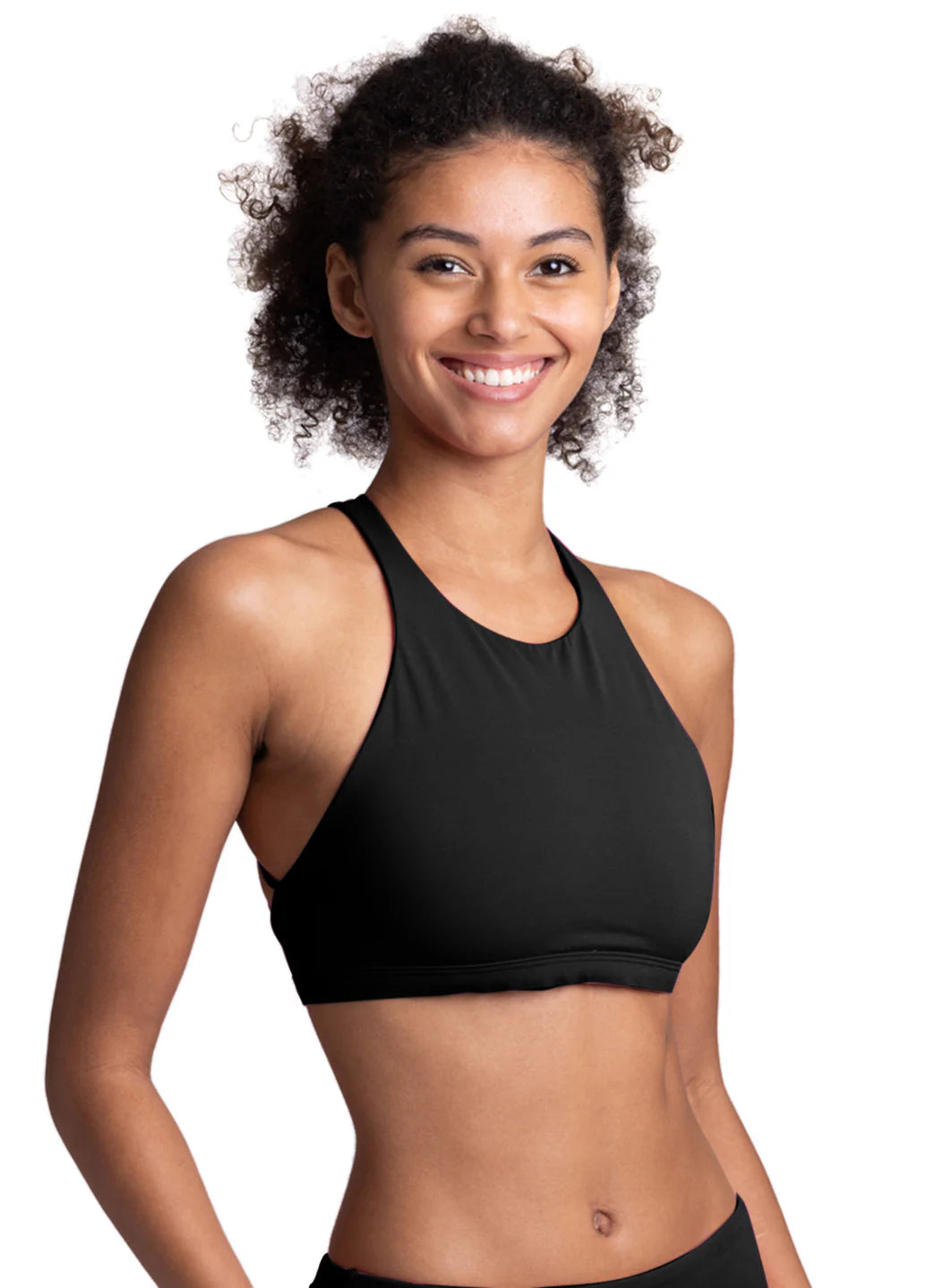 JOLYN Women's Jada Solid High Neck Strappy Back Bikini Top