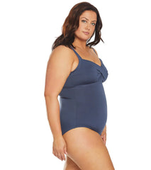TYR Women's Plus Size Solid Twisted Bra Chlorine Resistant Controlfit One Piece Swimsuit