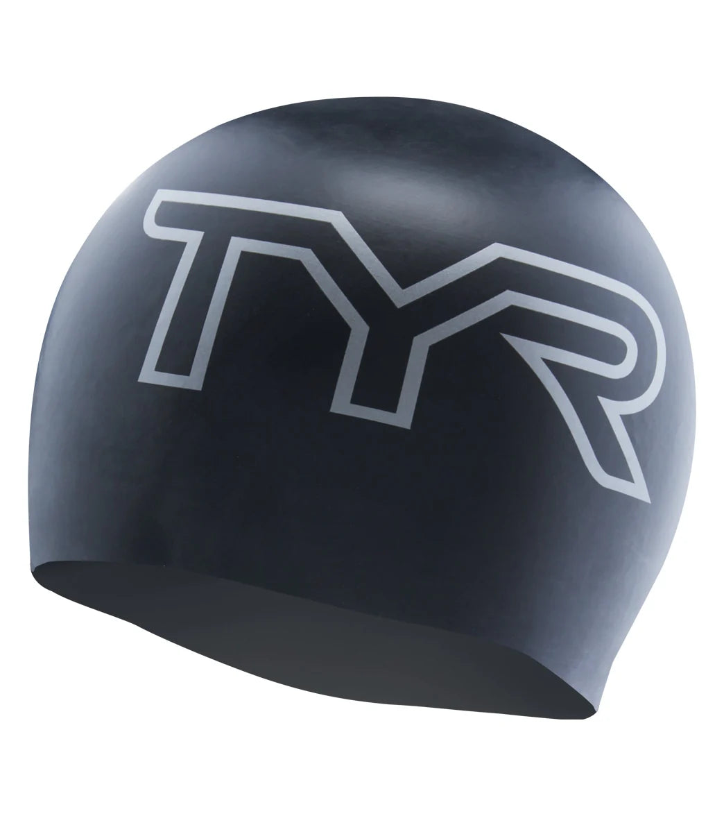TYR Wrinkle-Free Large Logo Silicone Swim Cap