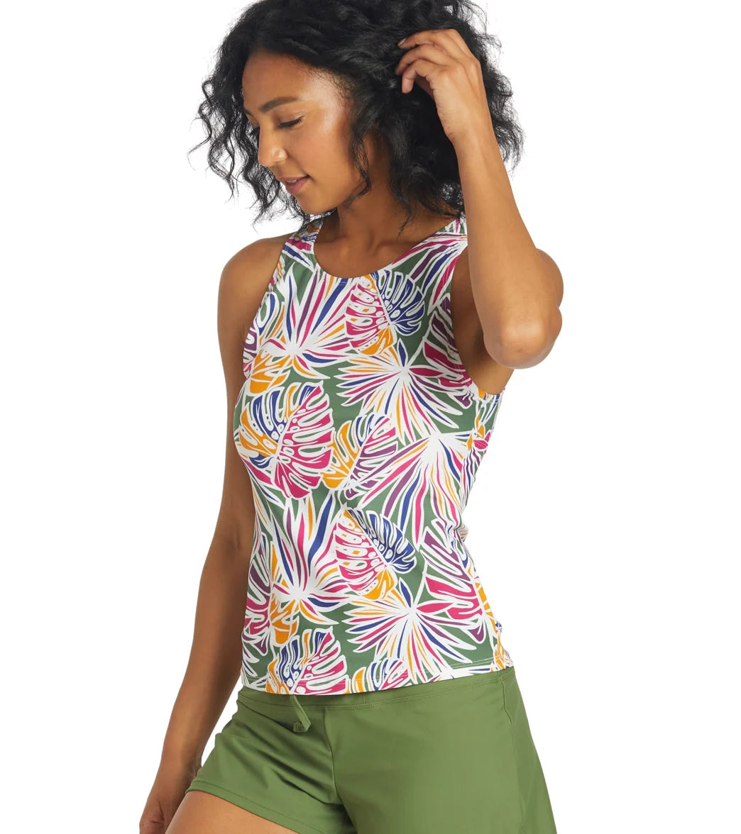 Sporti Active Tropical Palm High Neck Tankini Top