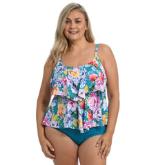 Maxine Women's Plus Size English Arboretum Tiered Tankini Top