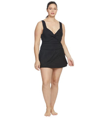 Anne Cole Live In Color Underwire Twist Front Shirred Swim Dress