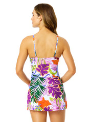 Anne Cole Women's Mod Tropical Underwire Drape Front Tankini Top