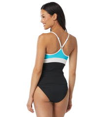 Beach House Women's Color Block Ribbed Flex Color Block Racerback Tankini Top