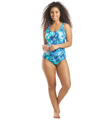 Sporti HydroLast Aquarelle Palm Chlorine Resistant Moderate Scoop Back One Piece Swimsuit