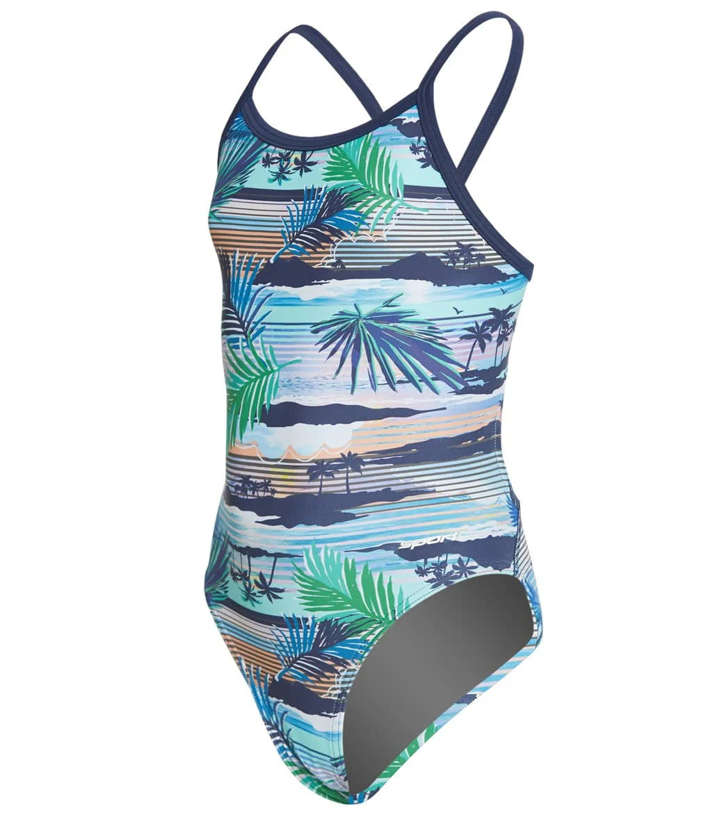 Sporti Tropic Thin Strap One Piece Swimsuit Youth (22-28)
