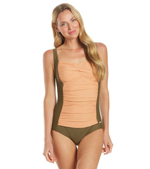 Waterpro Women's Solid Shirred One Piece Swimsuit