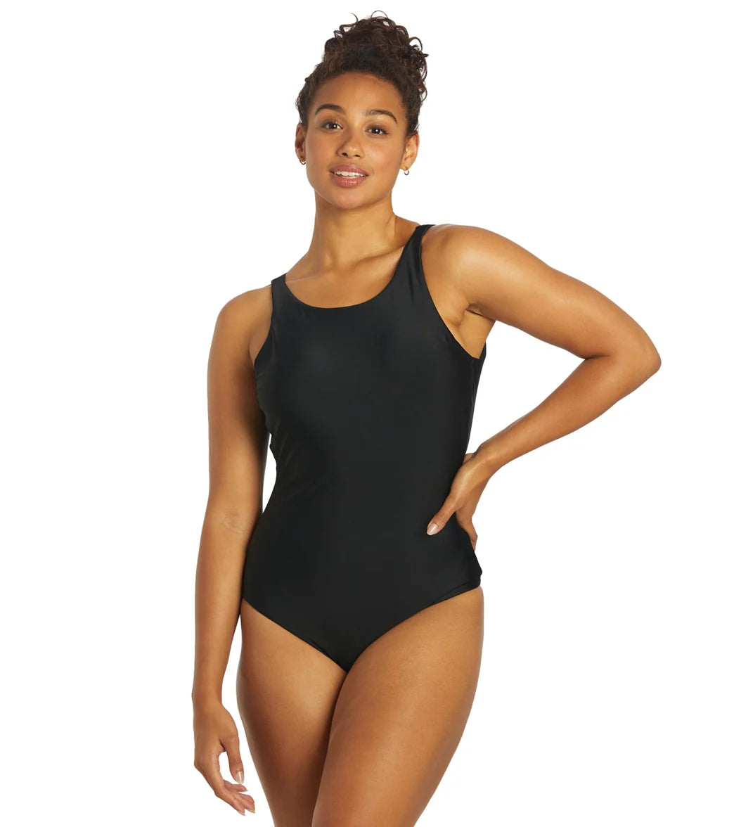 Sporti Active High Neck Tie Back One Piece Swimsuit