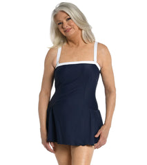 Maxine Women's Solid Bandeau Princess Seam Swim Dress