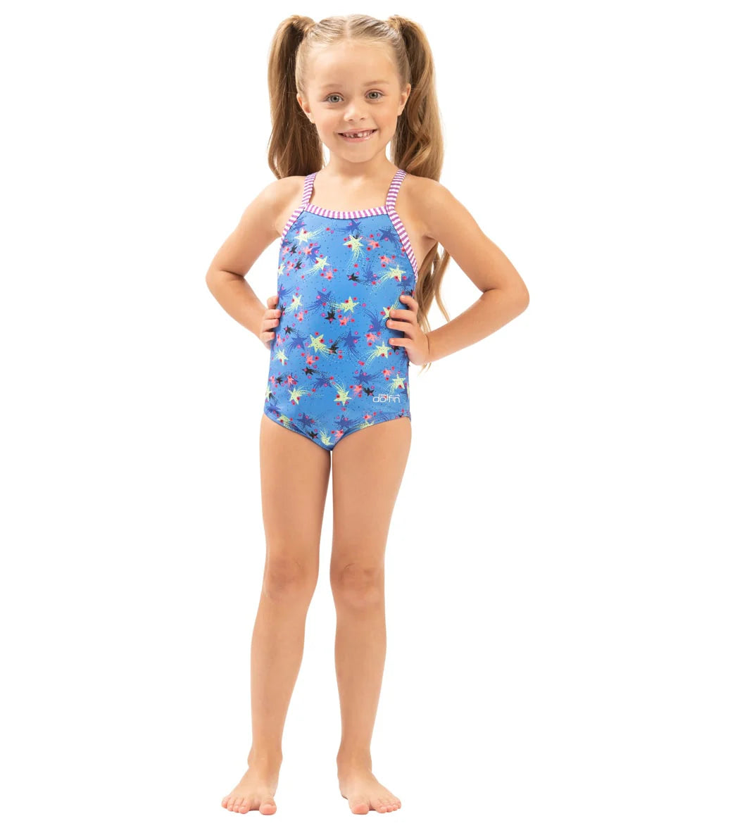 Dolfin Girls' Furmaids Printed One Piece Swimsuit (Toddler, Little Kid)