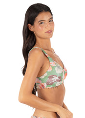 Hurley Women's Gingko Cloud Max Pull On Strappy Top Bikini Top