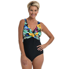 Maxine Women's Island Mist Wrap Front Mio One Piece Swimsuit