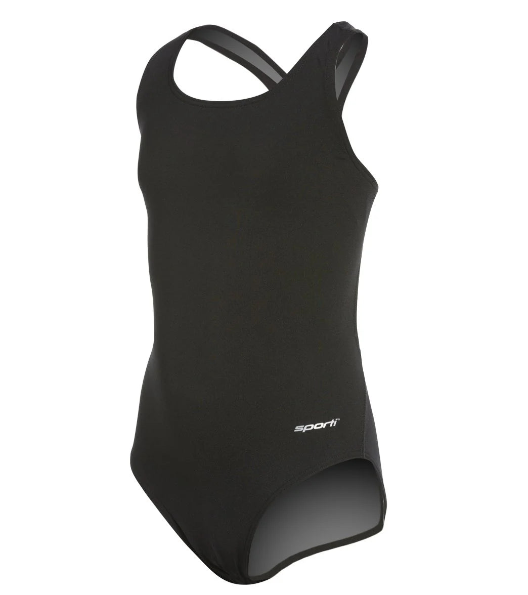 Sporti HydroLast Solid Wide Strap One Piece Swimsuit Youth (22-28)