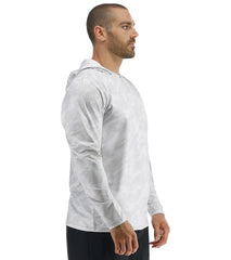 TYR Men's Camohex SunDefense Long Sleeve Hooded UPF 50+ Swim Shirt