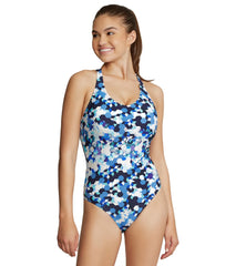 Speedo Women's Printed Thin Strap One Piece Swimsuit