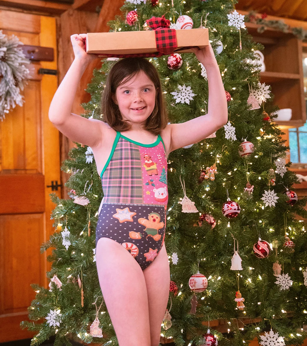 Sporti Granny Sweater Holiday Tartan Thin Strap One Piece Swimsuit Youth (22-28)