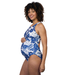 EQ Swimwear Women's Royal Hawaiian Banded Maternity One Piece Swimsuit