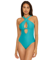 Becca Swim Women's Vibes Tessa Cross Over One Piece Swimsuit