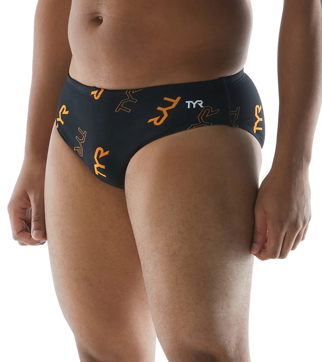 TYR Men's Cascading TYR Print Racer Brief Swimsuit