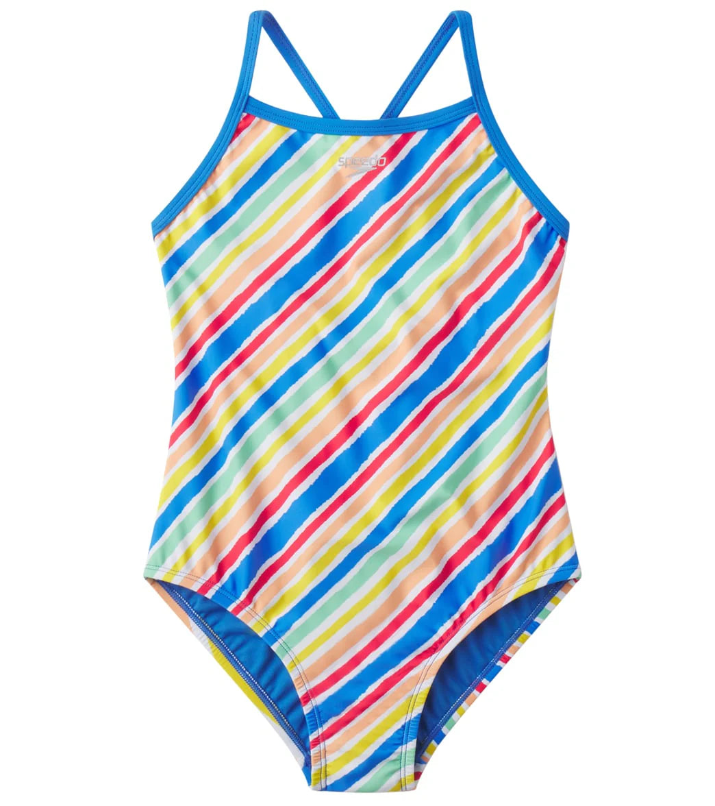Speedo Girls' Printed Keyhole One Piece Swimsuit (Big Kid)