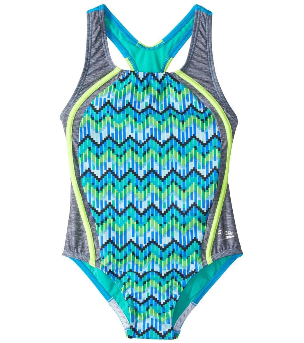 Speedo Girls' Sport Splice One Piece Swimsuit (Big Kid)