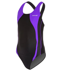 Sporti Piped Splice Wide Strap One Piece Swimsuit Youth (22-28)