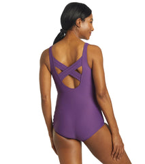 Sporti Moderate Printed Ombre Sweetheart One Piece Swimsuit