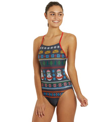 Sporti Granny Sweater Snowman Tacos Micro Back One Piece Swimsuit