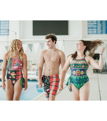 Sporti Granny Sweater Holiday Tartan Micro Back One Piece Swimsuit